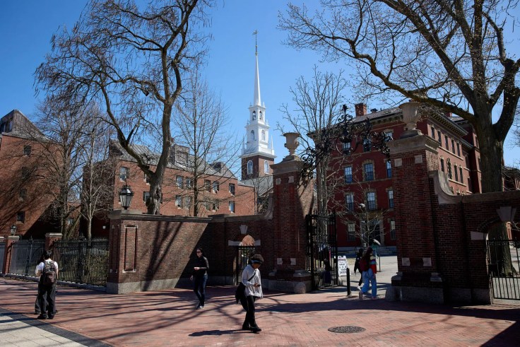 Students walking near Harvard Yard